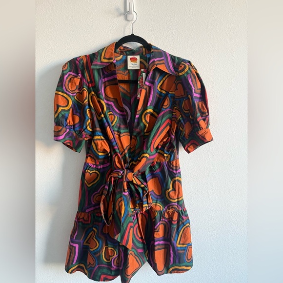 NWT FARM Rio Short-Sleeve Bow-Front Mini Dress - Picture 4 of 8